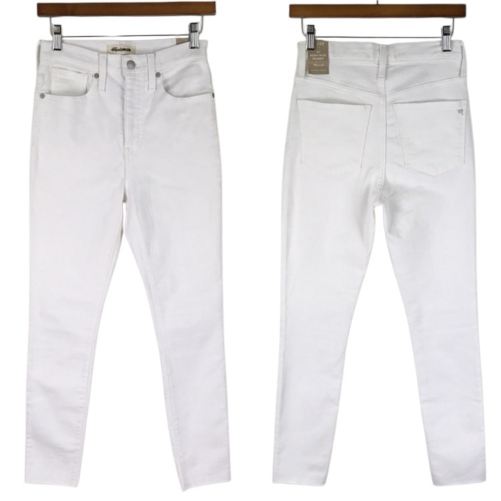MADEWELL High-Rise Skinny White Jeans Raw Hem NWT